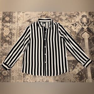 Black and white stripe button down shirt
